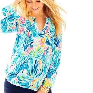 Lilly Pulitzer Colby Top Serene Blue